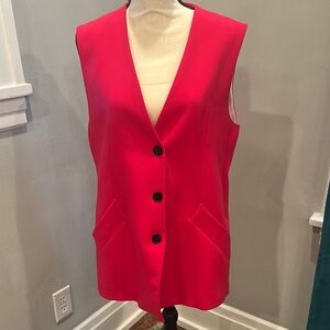 Zara Vibrant Hot Pink Sleeveless Buttoned Vest- size L
